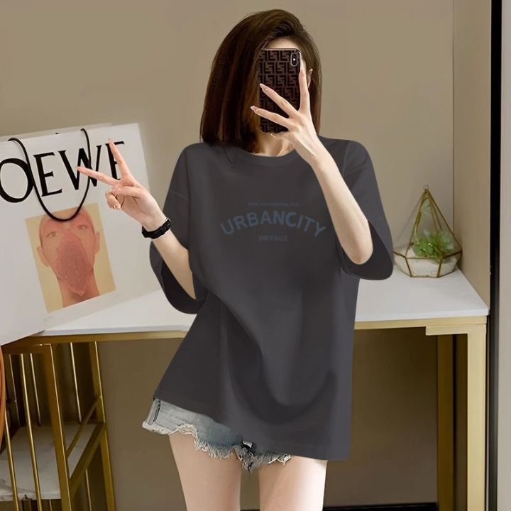 Summer%20Short%20Sleeve%20T%20Women's%20Extra%20Large%20Size%20T-shirt%202-300%20Jin%20Loose%20Fat%20mm%20Casual%20Slimming%20Slim%20Fit%20Mid-Length%20Printed%20Top%20-%20Image%207