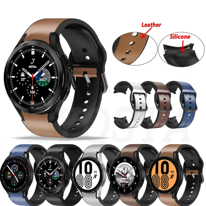 For%20Samsung%20Galaxy%20Watch%204%20Classic%2046mm%2020mm%20Silicone%20Pasted%20Leather%20Watch%20Band%20-%20Image%202