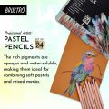 BRUSTRO Artists Pastel Colored Pencils - Set of 24 Shades - 4mm Lead | Break Resistant, Erasable, High Pigmented, Vibrant Colours | Ideal for Drawing, Mandala, Shading, Portrait, Fine Art Students.