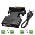 HDMI to VGA Video Converter with 3.5mm Audio – High-Definition Adapter for PS4, PC, Laptop, Monitor, TV, and Projector (HDMI Female to VGA Male). 