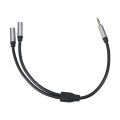 3.5mm Y Splitter Three Section Audio Cable 3.5mm Female to Dual 3.5mm Male Headphone Splitter Audio Expansion Cable 0.3m Black.
