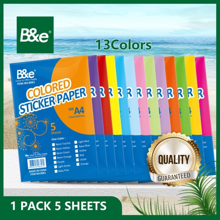 bnesos B&e School Office Supplies B&e Colored Sticker Paper A4 Size 5Sheets 13Colors