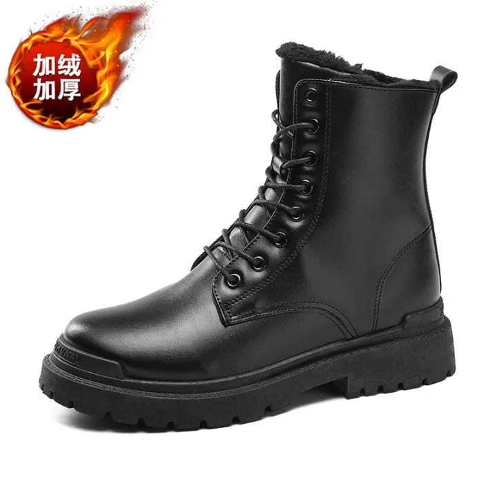 Chelsea%20Martin%20Boots%20Men's%202023%20New%20Cargo%20Boots%20Non-slip%20Waterproof%20Cotton%20Boots%20Mid-Barrel%20British%20Leather%20Shoes%20Biker%20Boots%20Men%20-%20Image%205