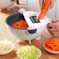 Magic Rotate The Vegetable Cutter Cut Vegetables and Drain 9 in 1 Slicer, Multifunctional Capacity Rotary Vegetable Chopper and Cutter.