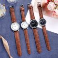 Trendy Pu Leather Wrist Watch Men Woman Couples Watches Clock Quartz Watch Daily Business Office Hand Jewelry Accessories Gift.