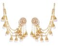 Gold Plated Bahubali Jhumka Earrings with Long Chain for Women, Classic Fashion Jewelry.