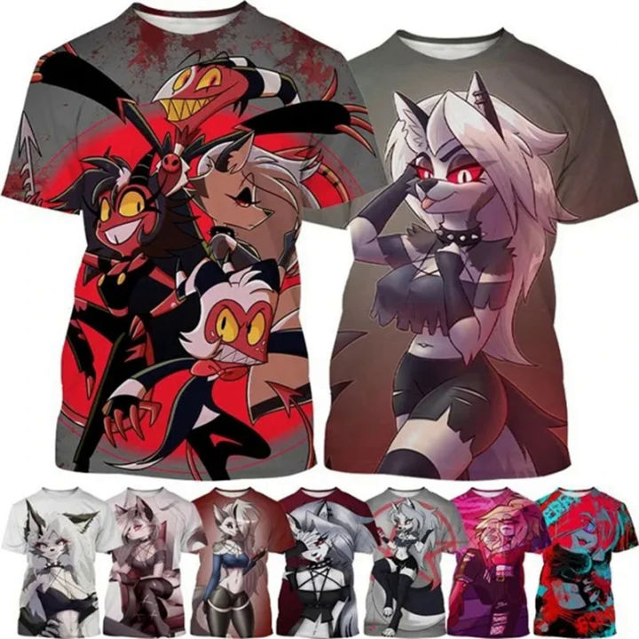 Hot Selling Helluva Boss 3D Printing T-shirt New Helluva Boss Loona PersonAlibabaty Hip-hop Unisex Cartoon Street Short-sleeved Tops