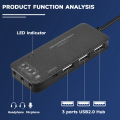 3 Port Usb 2.0 Hub External 7.1Ch Sound Card Headset Microphone Adapter For Pc.