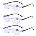 New Diamond-cut Bifocal Progressive Reading Glasses Men Blue Light Blocking Multifocal Eyewear Ultralight Rimless Eyeglasses PCardiaCP. 