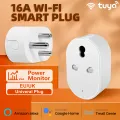 SMATRUL - Universal Tuya Wifi Smart Socket - 3 Pin 16A Plug - With Power Monitor - Voice Timing - for Google Home Alexa. 