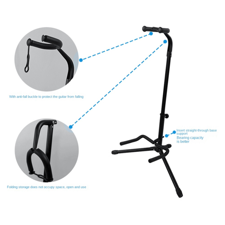 Metal%20Floor%20Guitar%20Stand%20with%20Tripod%20Holder%20for%20Acoustic%20Electric%20Guitar,%20Guitar%20Accessories%20-%20Image%203