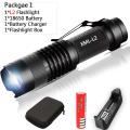 8000LM Mini Led Super Bright torch Q5/T6/L2 linterna led lanterna Zoomable fishing Camping Bicycle Light 14500/18650-black - I - black.