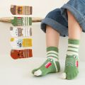 5 Pairs New Style Children Pure Cotton Two Toed Tabi Socks for Kids Student Boys Girls Crew Cartoon Animal Split Thumb Toe Socks.
