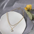 High-end ins bow pearl necklace female gentle fairy niche design exquisite clavicle chain temperament neck necklace. 
