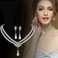 Girls Necklace Love 3 piece set pearl necklace female earrings bracelet set bridal jewelry elegant van short clavicle neck chain.