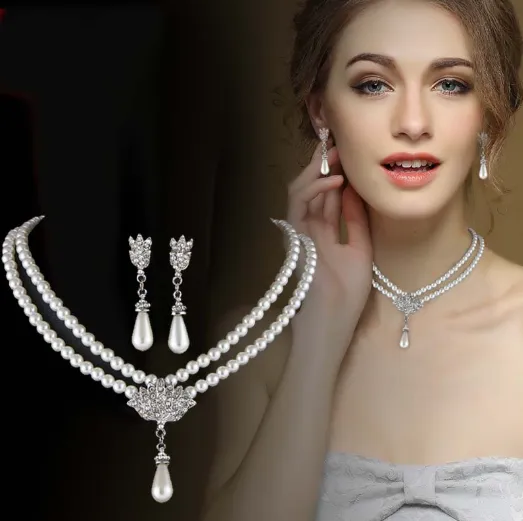Girls%20Necklace%20Love%203%20piece%20set%20pearl%20necklace%20female%20earrings%20bracelet%20set%20bridal%20jewelry%20elegant%20van%20short%20clavicle%20neck%20chain%20-%20Image%203