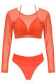 Morning long sleeve multicolor mesh bikini swimsuit. 