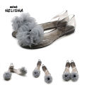 Cross-border crystal slippers flat soles transparent fish mouth flat sandals women's fashion peony flower light breathable jelly shoes.