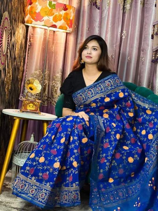 Stylish%20and%20Comfortable,%20Half%20Silk%20Sharee%20For%20Women%20Muslin%20Silk%20%20Screen%20print%20Saree%20New%20Collection%20-%20Image%202