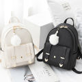 Women's Mini Backpack Luxury PU Leather Backpack Cute Graceful Bagpack Small School Bags for Girls with Ball Pendant.