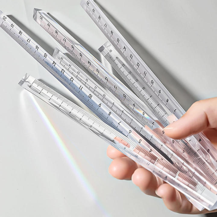 Transparent Acrylic Ruler Precision 15/20cm Size Office Supplies Triangular Scale Stationery Rainbow Ruler for Drafting