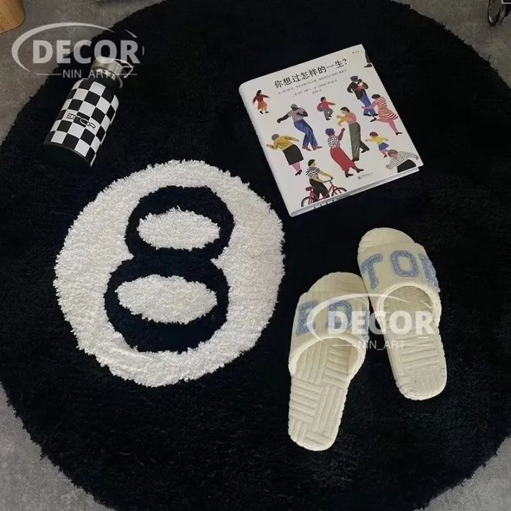 Simulation%20Billiards%208%20Ball%20Carpet%20Round%20Chair%20Pad%20Anti-slip%20Bath%20Floor%20Mat%20Kids%20Bedroom%20Retro%20Black%20Soft%20Bedside%20Decor%20Rugs%20-%20Image%202