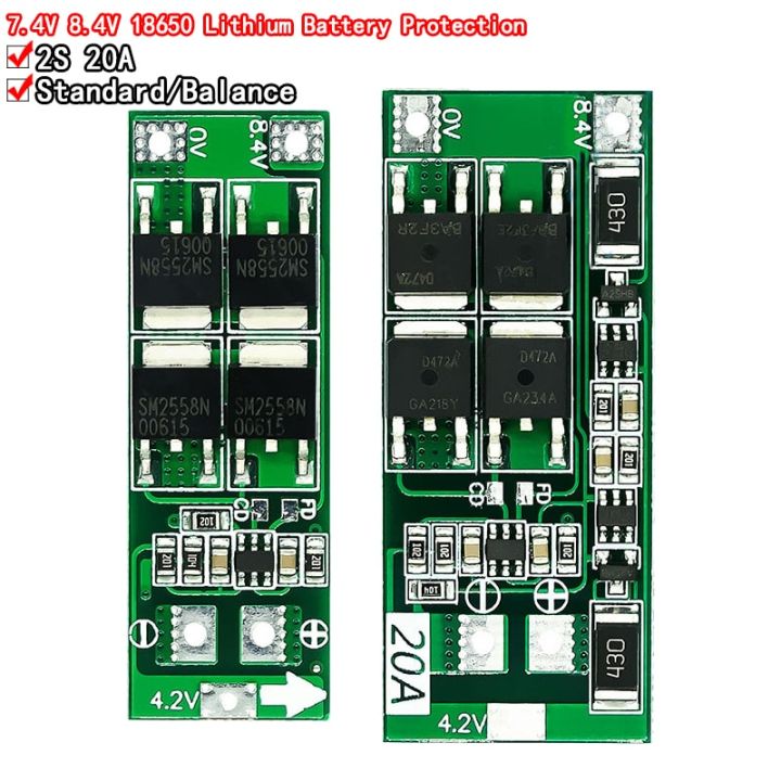2S 20A 7.4V 8.4V 18650 Lithium Battery Protection Board/BMS Board ...