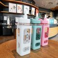Large Water Bottle Sport Plastic Portable Square Drinking Bottle for Boys and Girl Cute Juice ,Tea ,Water, Cups,(700ml). 