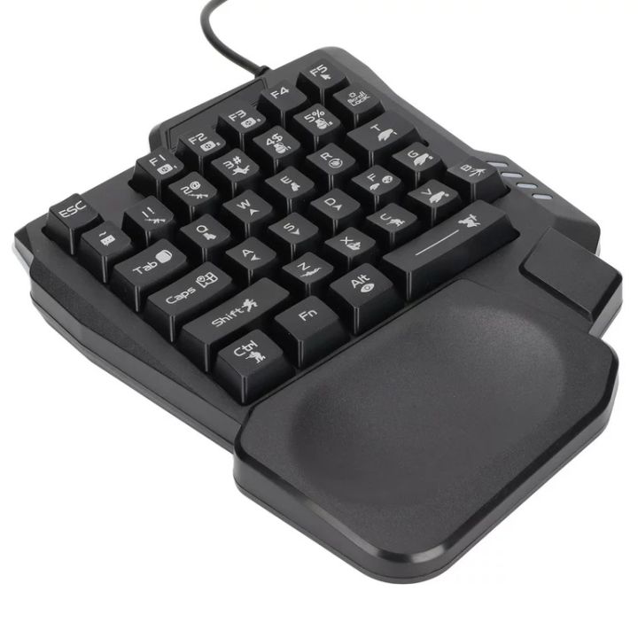 Colorful One-handed Gaming Keyboard 35 Keys LED Left Hand Mini Keypad USB Port For PUBG, Free-fire