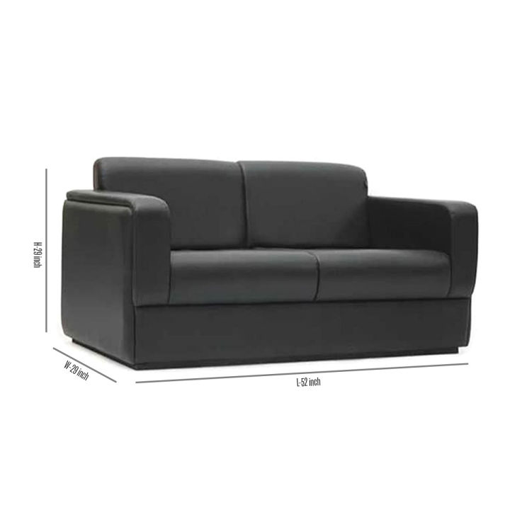 Mahogany%20Wood%20and%20PU%20Leather%20Sofa%20of%202%20Seater%20-%20Black%20-%20Image%202