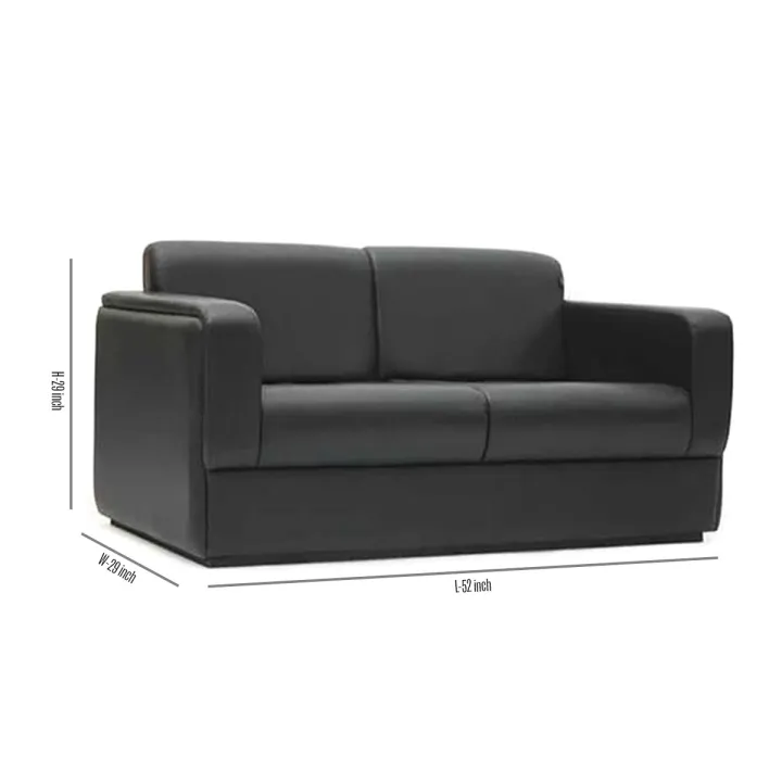 Mahogany%20Wood%20and%20PU%20Leather%20Sofa%20of%202%20Seater%20-%20Black%20-%20Image%202