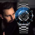 New GENEVA Watch Men's Steel Strap Watch Fashion Calendar Quartz Belt Watch Men's.