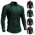 Long Sleeve Shirts for Men Metallic Sequins Nightclub Prom Party Luxury Disco Shirts Designer Men Clothing Costume. 