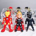 Avengers Superhero Keychains Marvel Iron Man Spiderman Captain America PVC Keyrings Cute Cartoon Anime Doll Pendant Key Holder.