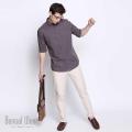 Trendy Grey Long Sleeve Solid Casual Shirt.