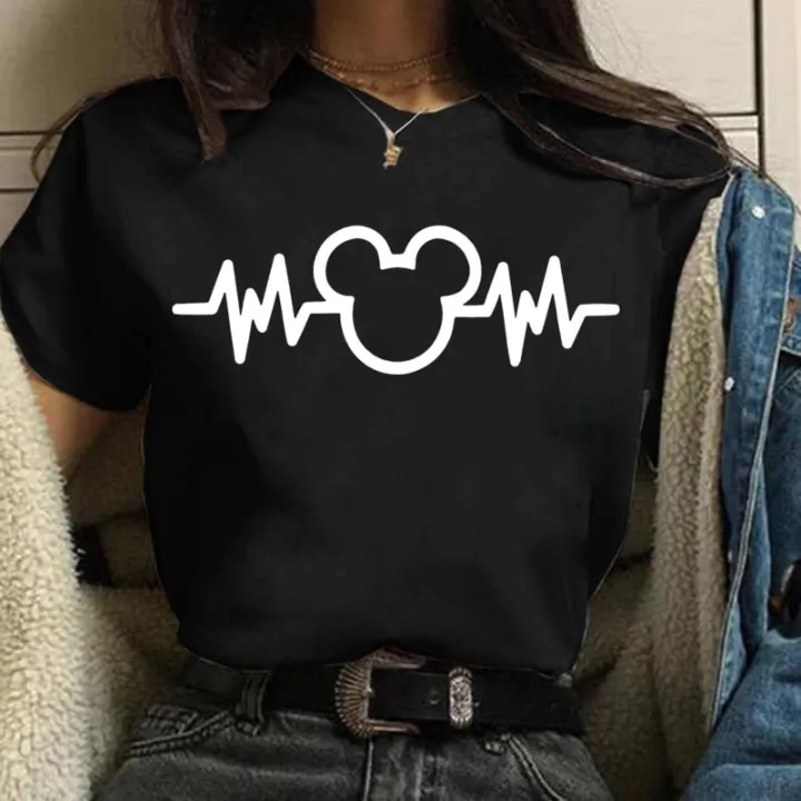 Disney%20Gold%20Micky%20Head%20Women's%20Casual%20100%25%20Cotton%20T-shirt%20Mickey%20Mouse%20High-Quality%20Print%20Fashion%20Top%20Cartoon%20-%20Image%208