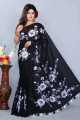 New Designer Hand Print Half Silk Saree for women.