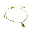 2022 new summer fashion gold brick anklet titanium steel 18K gold niche design ankle chain anklet.