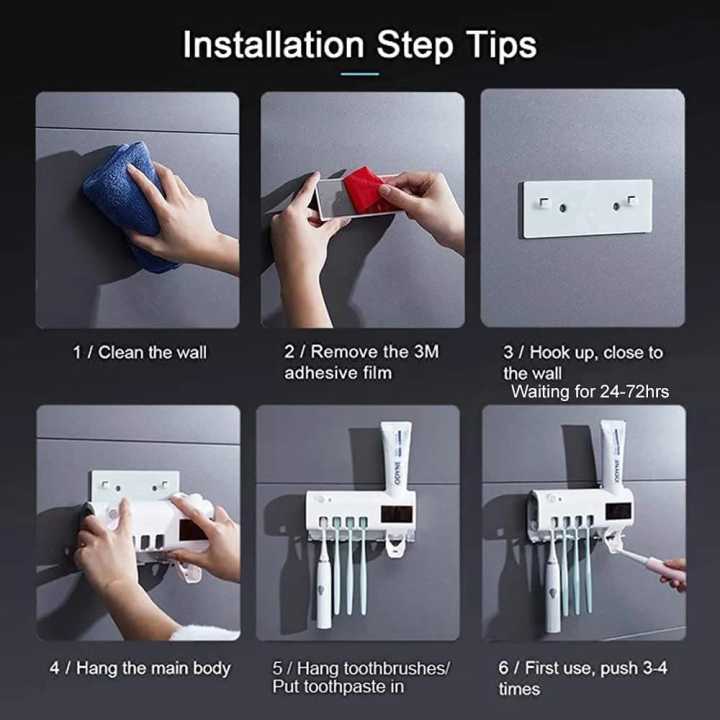 Intelligent%20disinfection%20toothbrush%20holder%20UV%20sterilizer%20hole%20free%20rack%20automatic%20toothpaste%20squeezing%20device%20storage%20box%20drying%20-%20Image%203