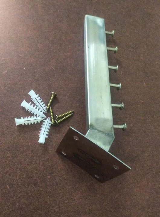 7.5"%20Wall%20Mounted%20Clothes%20Hanger%20Rack,%20Set%20of%201%20Stainless%20Steel%20Garment%20%206%20Hooks%20-%20Image%204