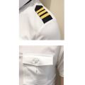 Captain Clothes Air Force Pilot Uniform Shirt Men Aviation White Black Slim Fit Social Work Cosplay Short Sleeve Dress Shirt Men.