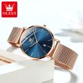 Olevs Ladies Watches Original Brand Waterproof Stainless Steel Strap Fashion Casual Rose Gold Quartz Analog Watch For Women.