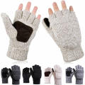 Knit Gloves Comfortable Warm Winter Flip Top Gloves Woolen Men Fingerless Gloves for Outdoor Activities Cold Weather Skiing. 