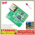 ETA9640 Type C Lithium-ion 18650 3.7V Battery Charger Board DC-DC Step Up 5V Boost Module TP4056 DIY Power Bank Kit Parts. 