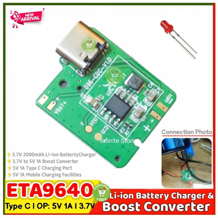 ETA9640 Type C Lithium-ion 18650 3.7V Battery Charger Board DC-DC Step Up 5V Boost Module TP4056 DIY Power Bank Kit Parts
