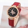 Women Luxury Watch Ring Necklace Earrings Rhinestone Butterfly Fashion Wristwatch Female Casual Ladies Watches Set Clock.