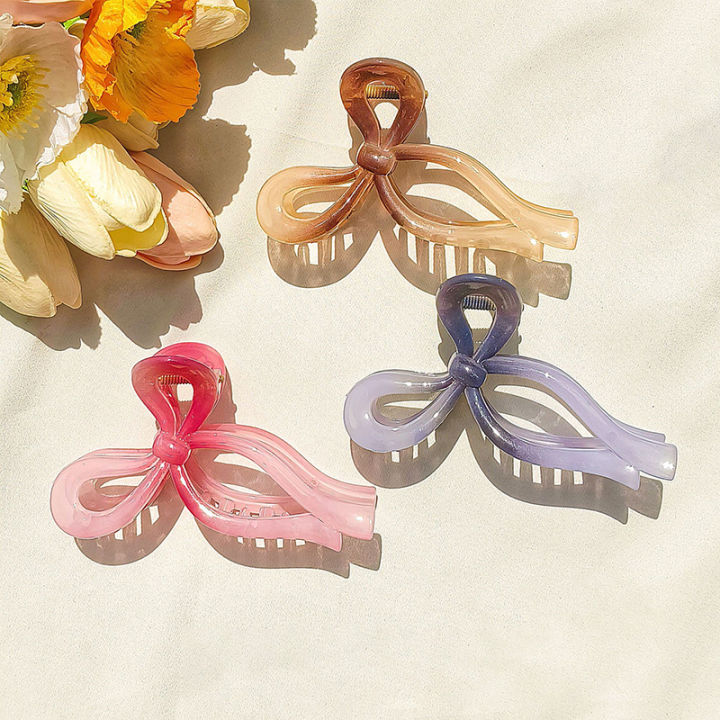 %E3%80%90Shop%20the%20Latest%20Trends%E3%80%91%2013cm%20Fashion%20Hair%20Claw%20Clip%20Solid%20Color%20Hollow%20Streamer%20Plastic%20Hair%20Claw%20Clip%20Hairpin%20Accessories%20For%20Women%20Girls%20Bayline%20-%20Image%202