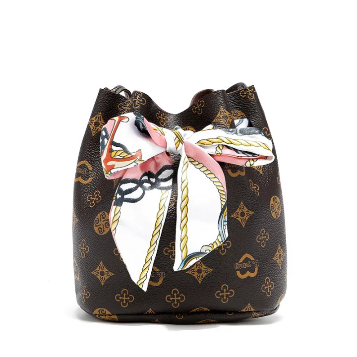 ZIME%20Summer%20and%20Autumn%20Korean%20Printed%20Contrasting%20Color%20Scarf%20Drawstring%20Bucket%20Bag%20Shoulder%20Diagonal%20Simple%20Bag%20-%20Image%207