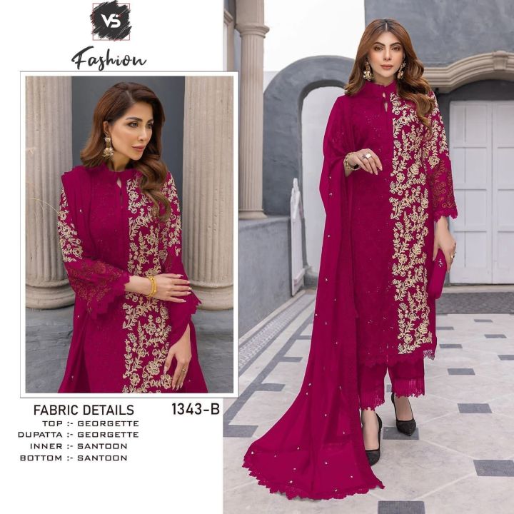 Readymade Georgette Embroidered Party Dress-39