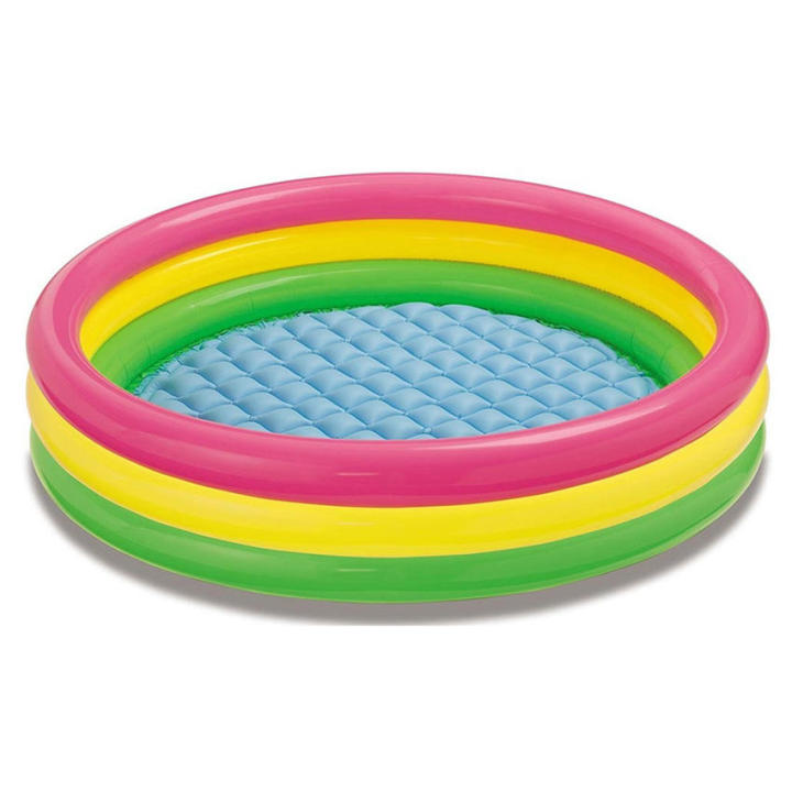 Intex Inflatable Swimming Pool | Kids Pool Baby Bath Tub Mini Water Tub | 3 Layer Rainbow Padded Soft Floor - 4FT / 120CM Size - Durable PVC Vinyl Material (Heavy Duty Non-Toxic Outdoor Garden Portable Summer Fun Play Toy Paddling Pool Exclusive Model BD.
